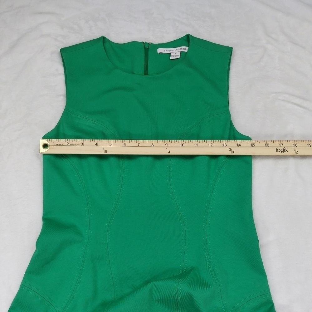 DIANE VON FURSTENBERG WOMEN'S BRIGHT GREEN JAELYN DRESS SLEEVELESS SIZE 6 - Picture 3 of 8
